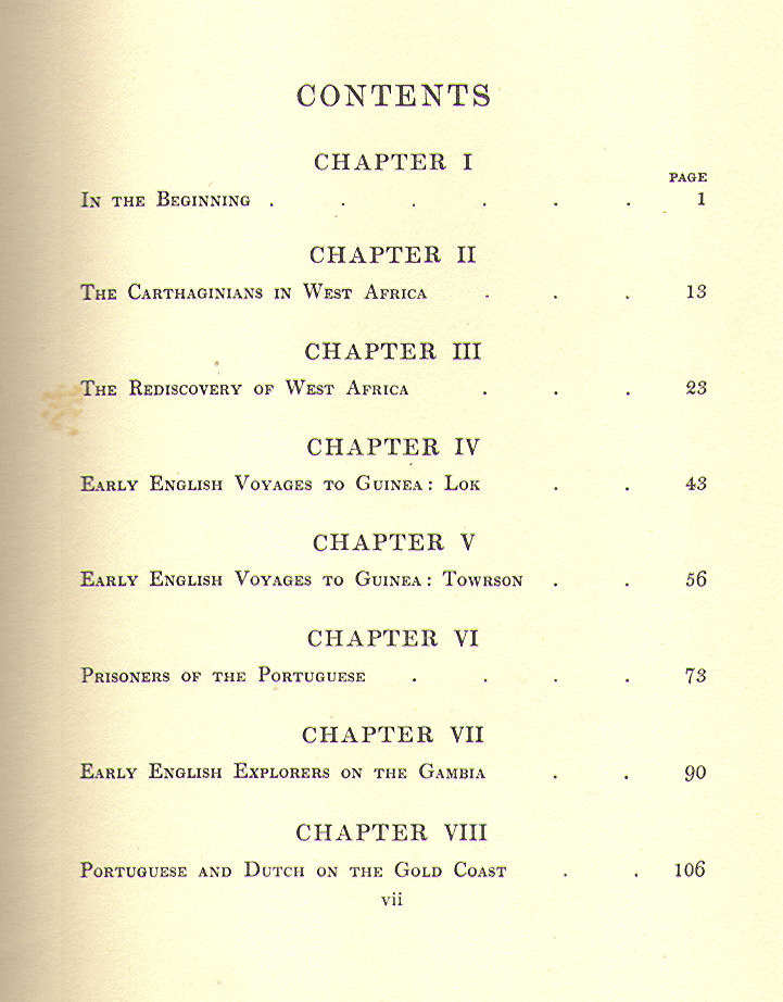 [Contents Page 1 of 2] from Land of the Golden Trade by John Lang