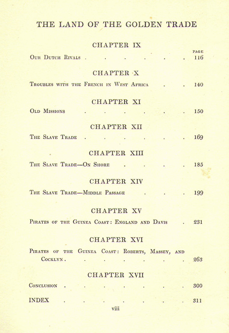 [Contents Page 2 of 2] from Land of the Golden Trade by John Lang