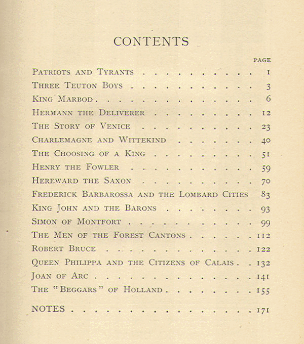 [Contents] from Patriots and Tyrants by Marion Lansing
