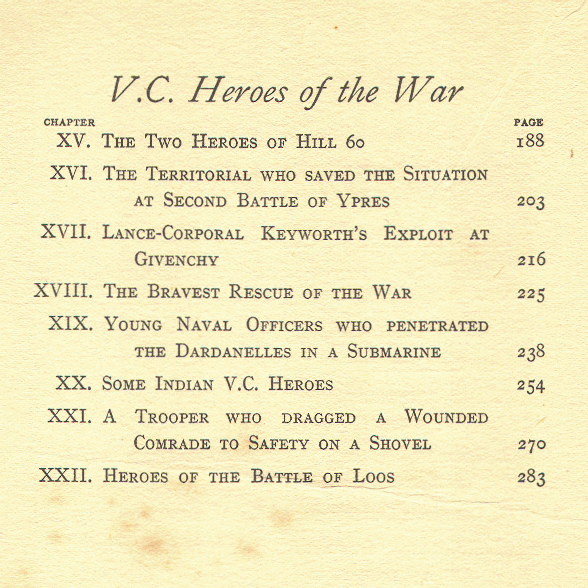 [Contents, Page 2 of 2] from Heroes of the Great War by G. A. Leask