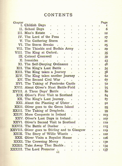 [Contents] from Through Britain with Cromwell by H. E. Marshall
