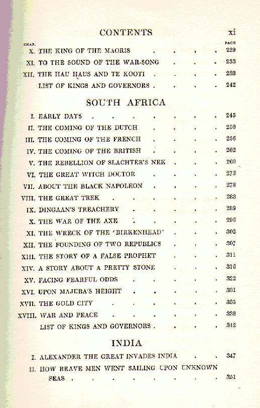 [Contents, Page 3 of 4] from Our Empire Story by H. E. Marshall