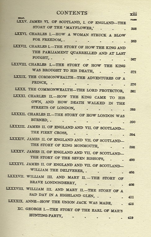[Contents Page 5 of 6] from Our Island Story by H. E. Marshall