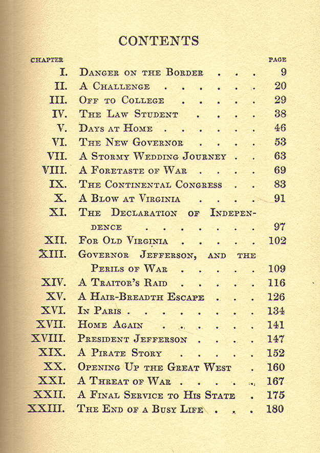 [Contents] from Thomas Jefferson by J. W. McSpadden