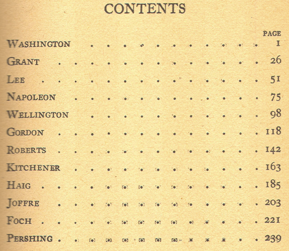 [Contents] from Book of Famous Soldiers by J. W. McSpadden