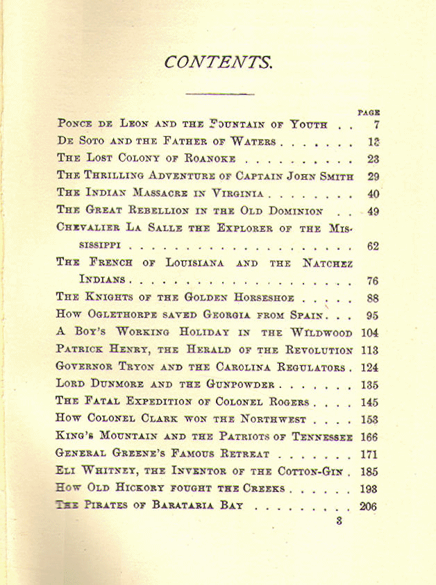 [Contents, Page 1 of 2] from Historical Tales - American II by Charles Morris
