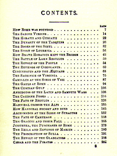 [Contents, Page 1 of 2] from Historical Tales - Roman by Charles Morris