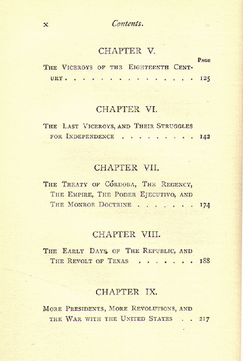 [Contents, Page 2 of 3] from A Short History of Mexico by Arthur H. Noll