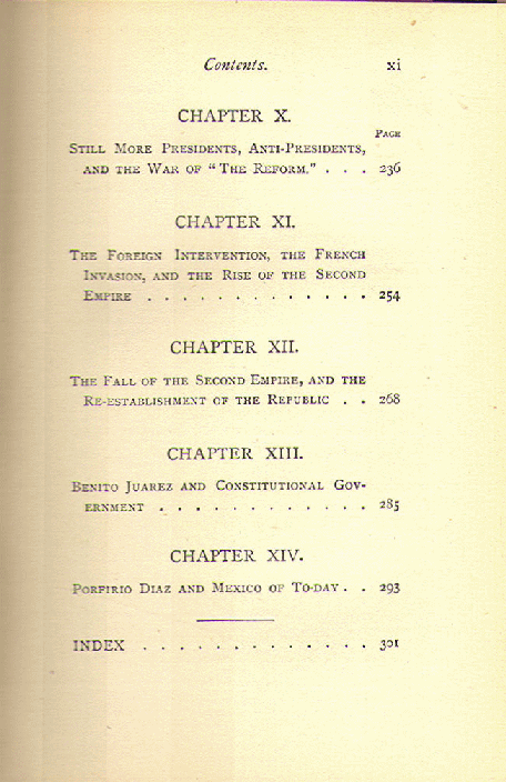 [Contents, Page 3 of 3] from A Short History of Mexico by Arthur H. Noll