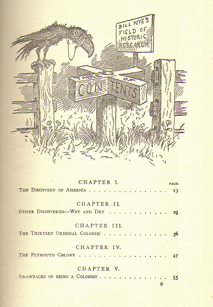 [Contents, Page 1 of 4] from Comic History of the U.S.A. by Bill Nye