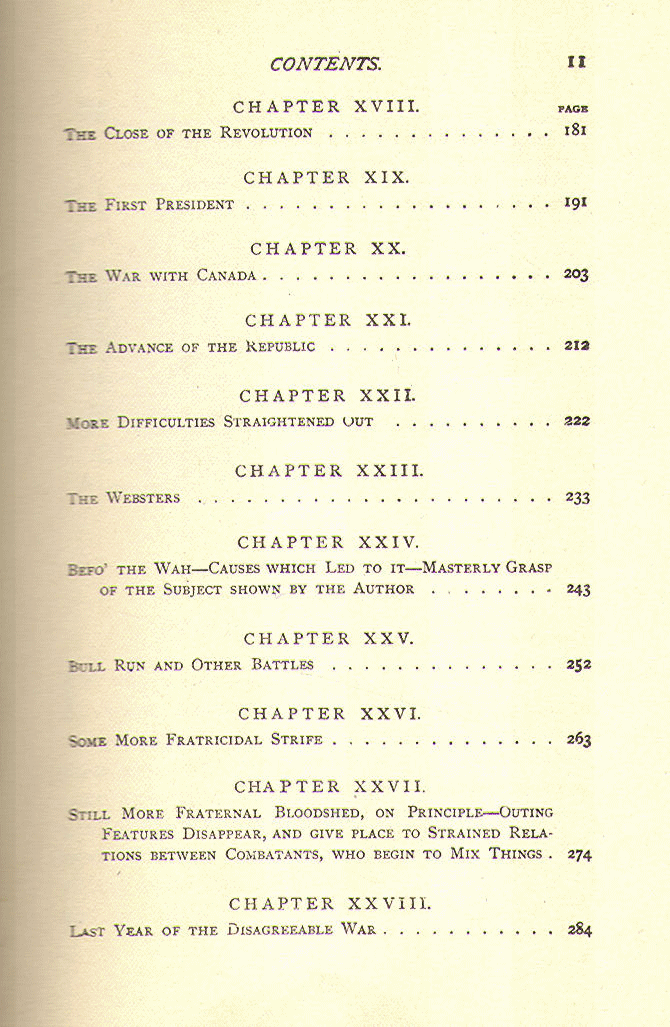 [Contents, Page 3 of 4] from Comic History of the U.S.A. by Bill Nye