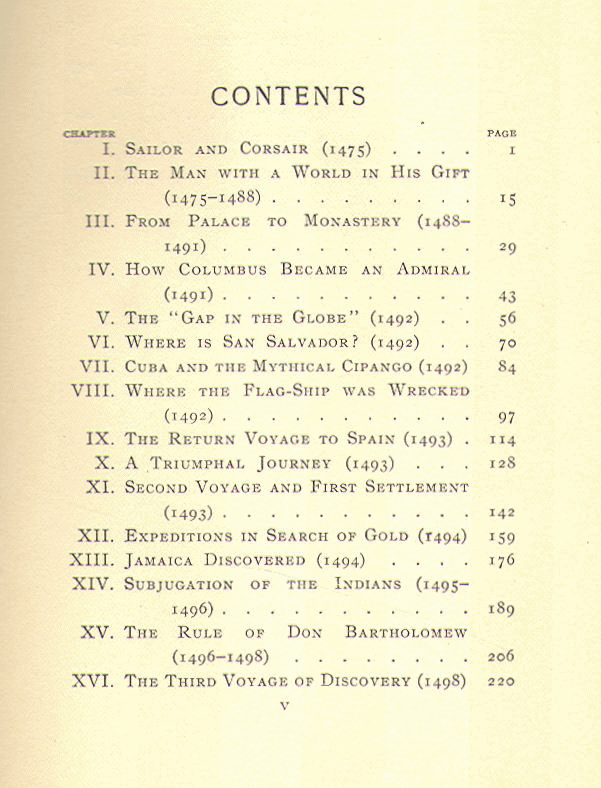 [Contents, Page 1 of 2] from Columbus the Discoveror by Frederick Ober