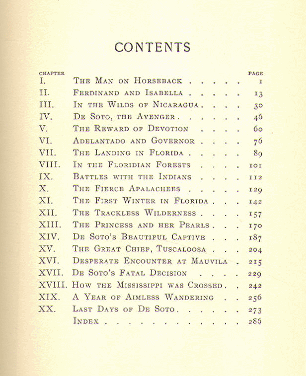 [Contents] from Ferdinand de Soto by Frederick Ober