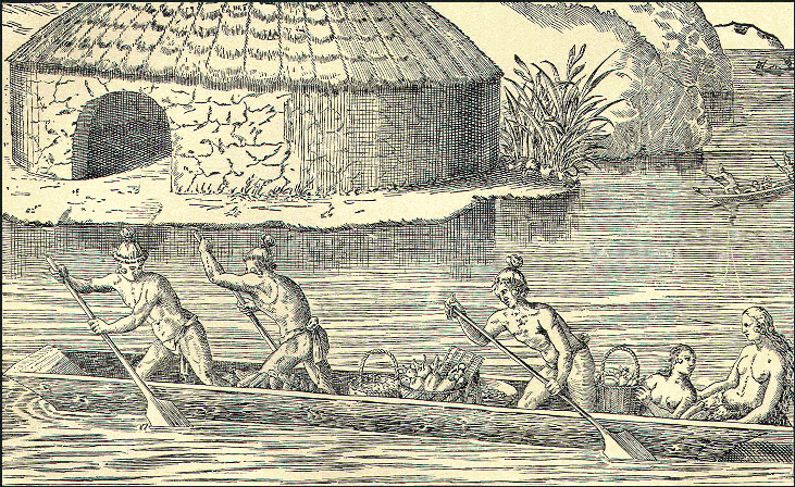 Florida indians in canoe