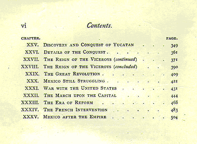 [Contents, Page 2 of 2] from History of Mexico by Frederick Ober
