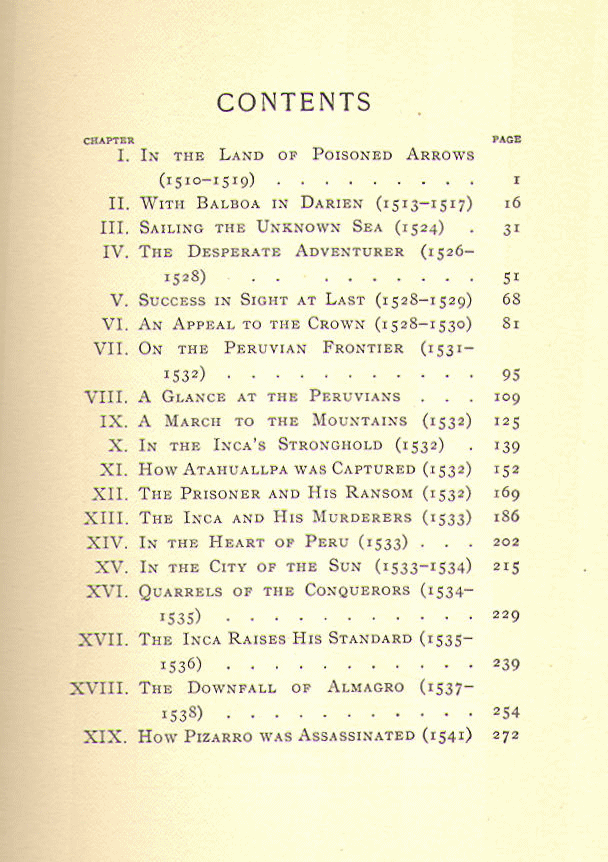 [Contents] from Francisco Pizarro by Frederick Ober
