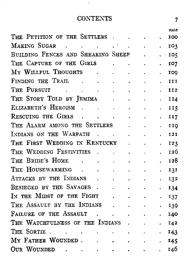 [Contents, Page 3 of 3] from Hannah of Kentucky by James Otis