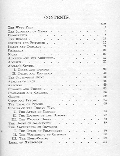[Contents] from Old Greek Folk Stories by J. P. Peabody