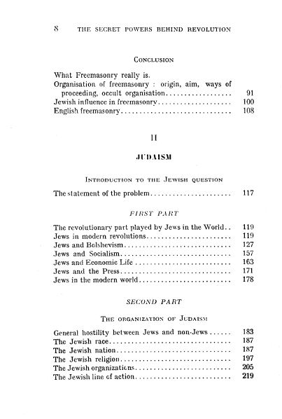 [Contents, page 2 of 3] from Freemasonry and Judaism by Leon de Poncins
