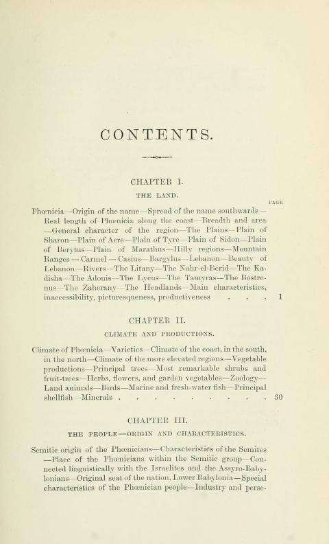 [Contents, Page 1 of 7] from History of Phoenicia by George Rawlinson