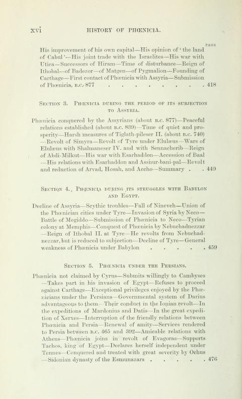 [Contents, Page 6 of 7] from History of Phoenicia by George Rawlinson