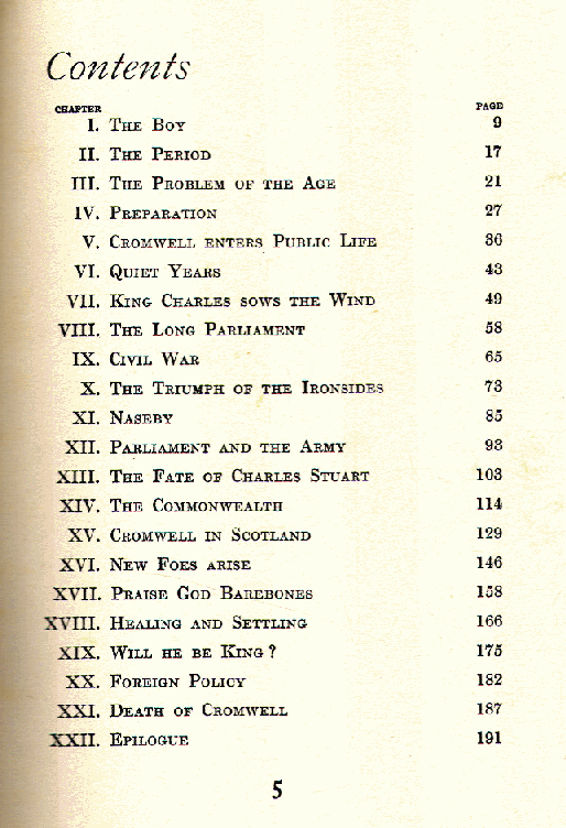[Contents] from Oliver Cromwell by Estelle Ross
