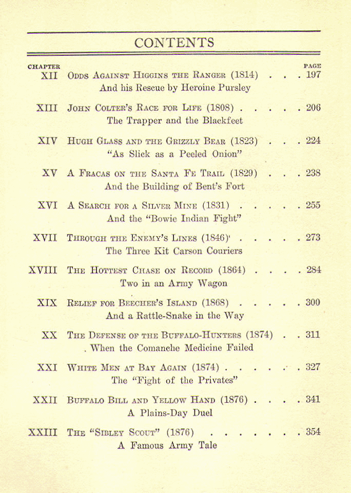 [Contents, Page 2 of 2] from Book of Frontier Fighters by Edwin Sabin