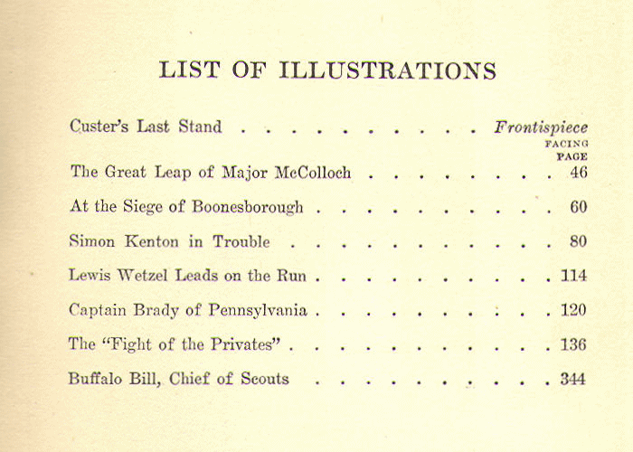 [List of Illustrations] from Book of Frontier Fighters by Edwin Sabin