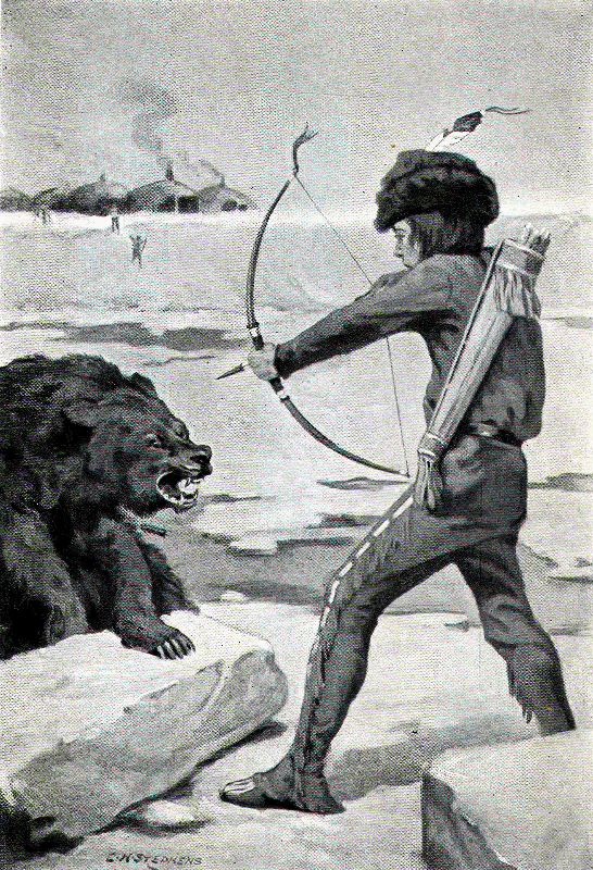 Boy shooting a bear