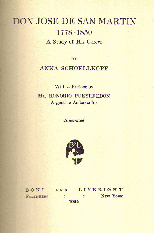 [Title Page] from Jose de San Martin by Anna Schoellkopf