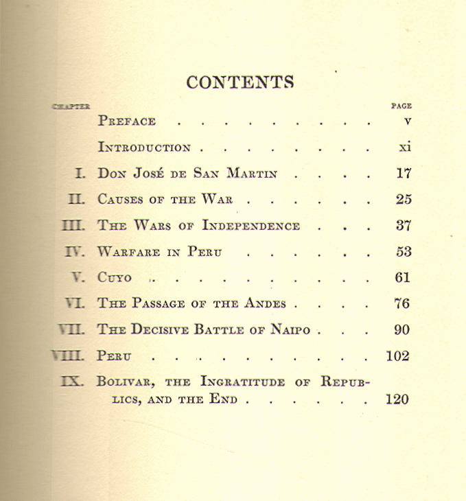 [Contents] from Jose de San Martin by Anna Schoellkopf