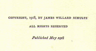 [Copyright Page] from Bird Woman by James W. Schultz