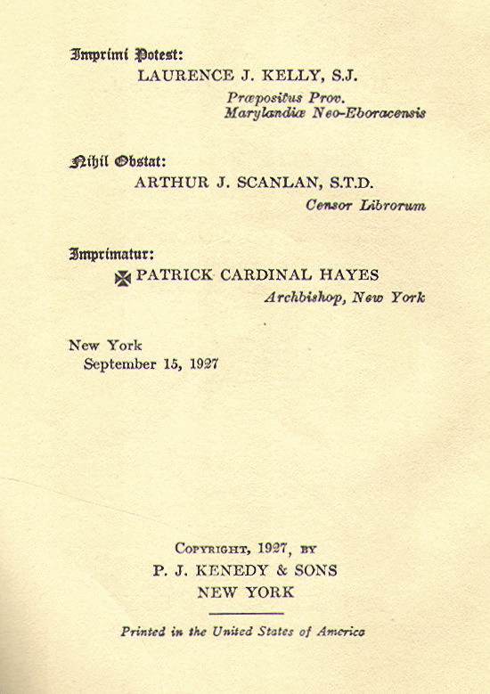 [imprimatur] from Saint Isaac Jogues by Martin J. Scott