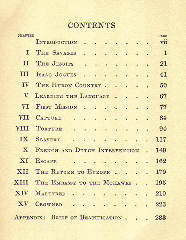 [Contents] from Saint Isaac Jogues by Martin J. Scott