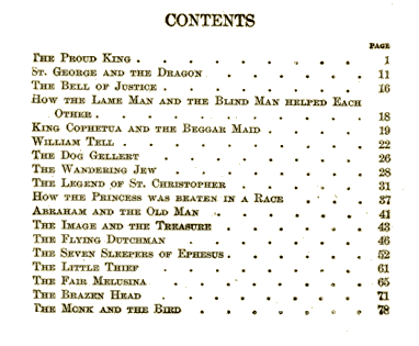 [Contents] from Book of Legends by Horace Scudder