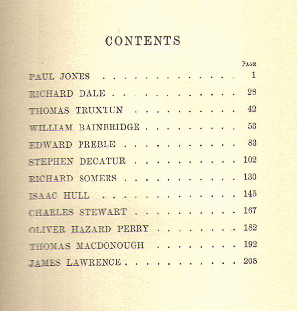[Contents] from Twelve Naval Captains by Molly E. Seawell