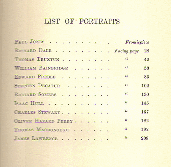 [List of Portraits] from Twelve Naval Captains by Molly E. Seawell