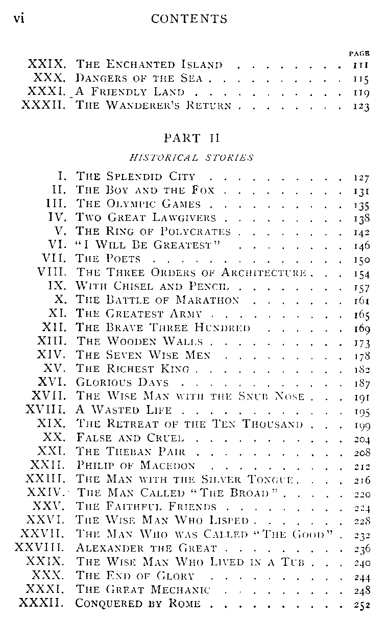 [Contents Page 2 of 2] from Stories of the Ancient Greeks by Charles D. Shaw