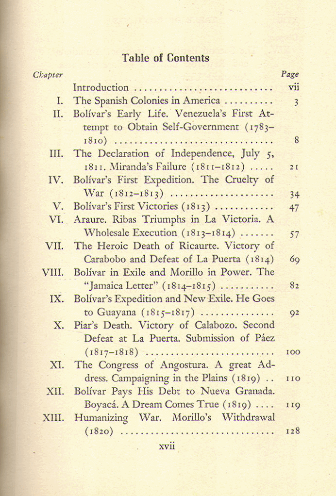 [Contents, 1 of 2] from Simon Bolivar by Guillermo Sherwell
