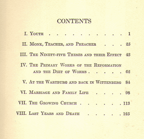 [Contents] from Martin Luther by E. Singmaster