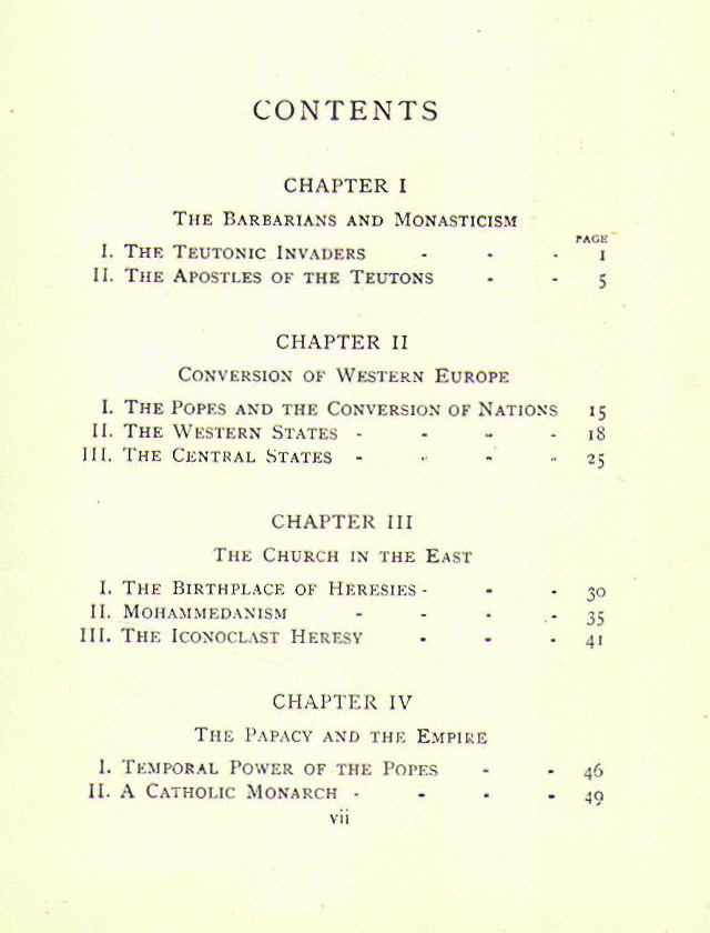 [Contents, Page 1 of 2] from Church - Early Middle Ages by Notre Dame