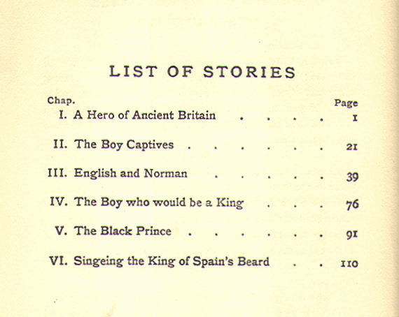 [Contents] from Stories from English History by Hilda Skae