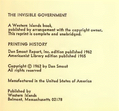[Book Cover] from The Invisible Government by Dan Smoot