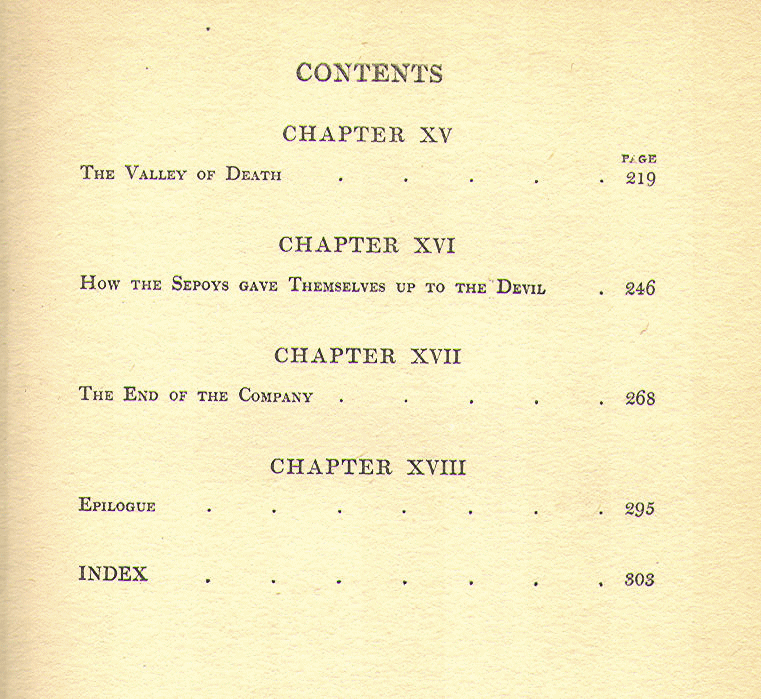 [Contents Page 3 of 3] from India by Victor Surridge