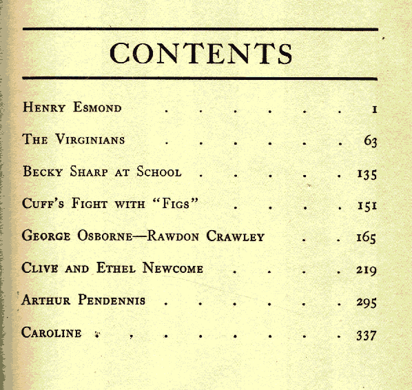 [Contents] from Boys and Girls from Thackeray by K. D. Sweetser
