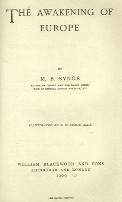 [Title Page] from Awakening of Europe by M. B. Synge