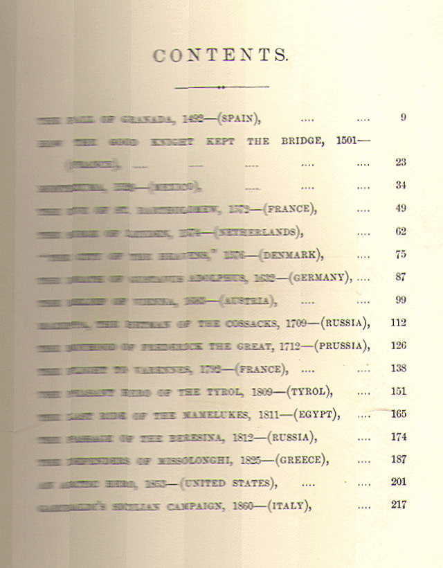 [Contents] from Brave Men and Brave Deeds by M. B. Synge