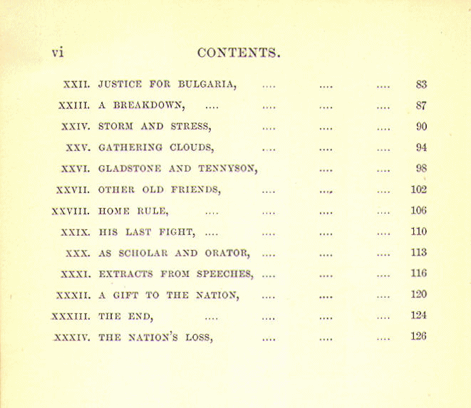 [Contents, Page 2 of 2] from Life of Gladstone by M. B. Synge