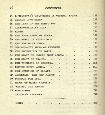 [Contents Page 2 of 2] from Growth of the British Empire by M. B. Synge