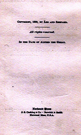 [Copyright Page] from Days of Alfred the Great by E. M. Tappan